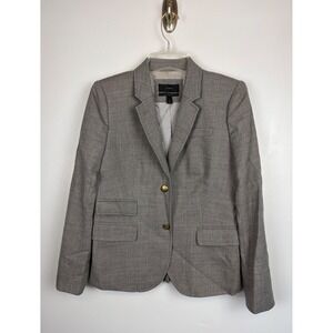 J Crew Schoolboy Blazer 6 Gray Wool Gold Crest Buttons Preppy Academia Old Money